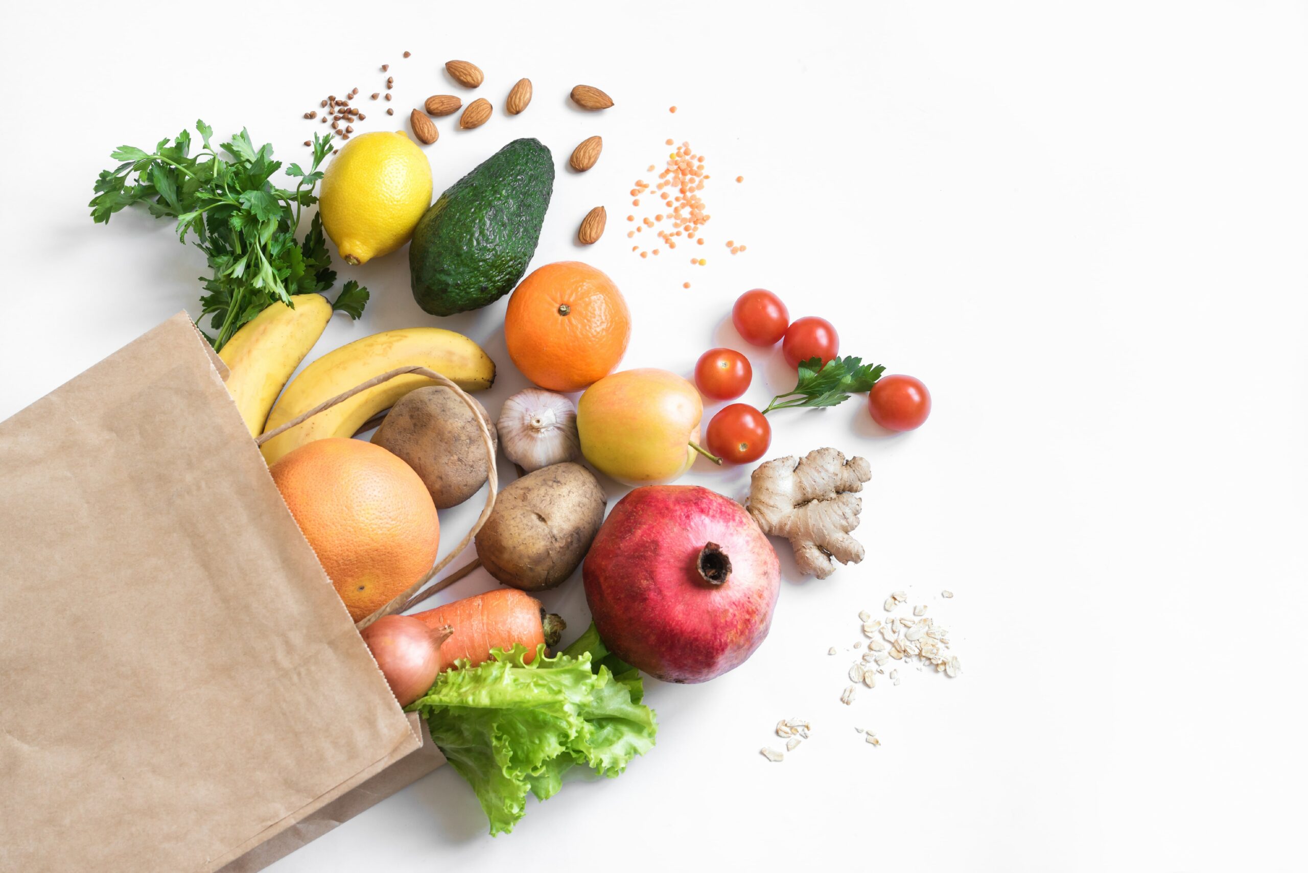 bag of healthy food spilling out