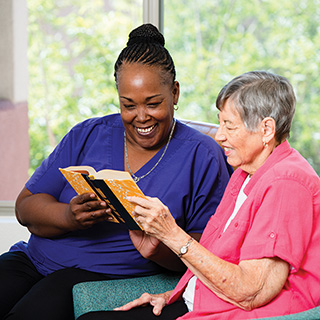 senior resident receiving memory support at Beatitudes Campus