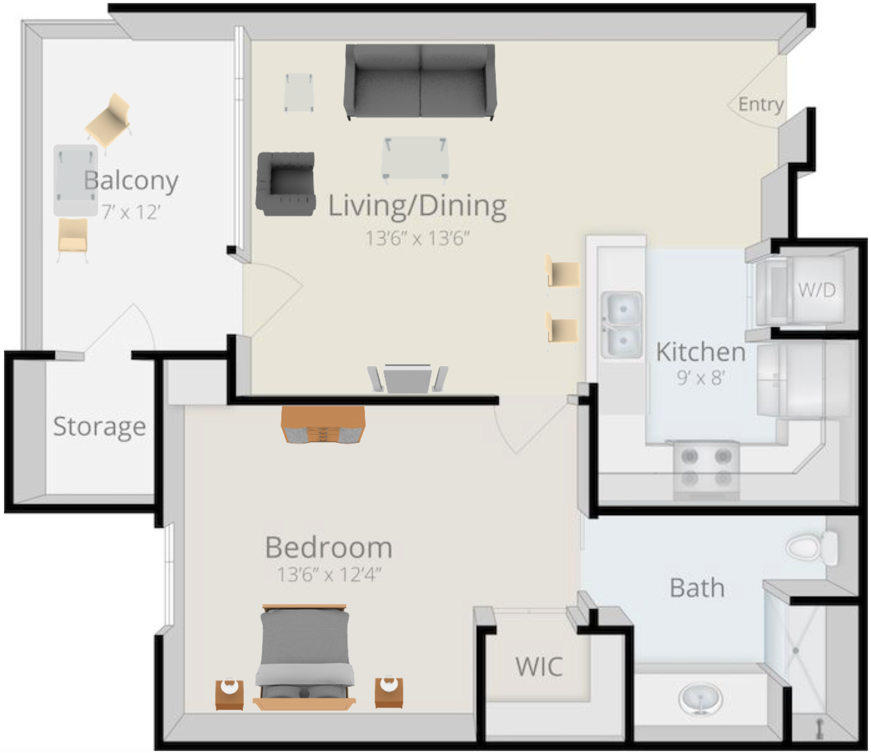 Central Park One Bedroom Floorplan