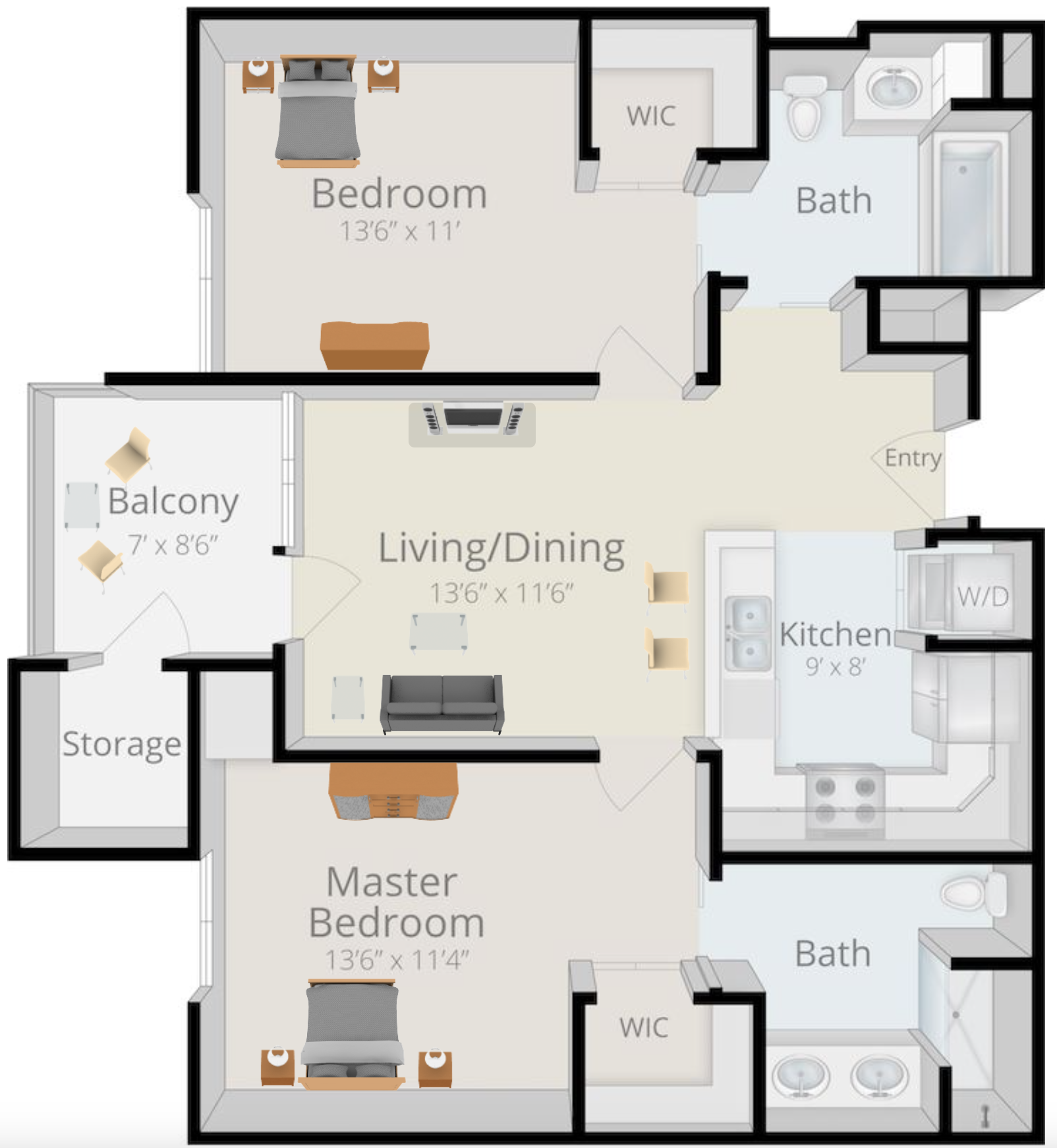 Central Park Two Bedroom Floorplan