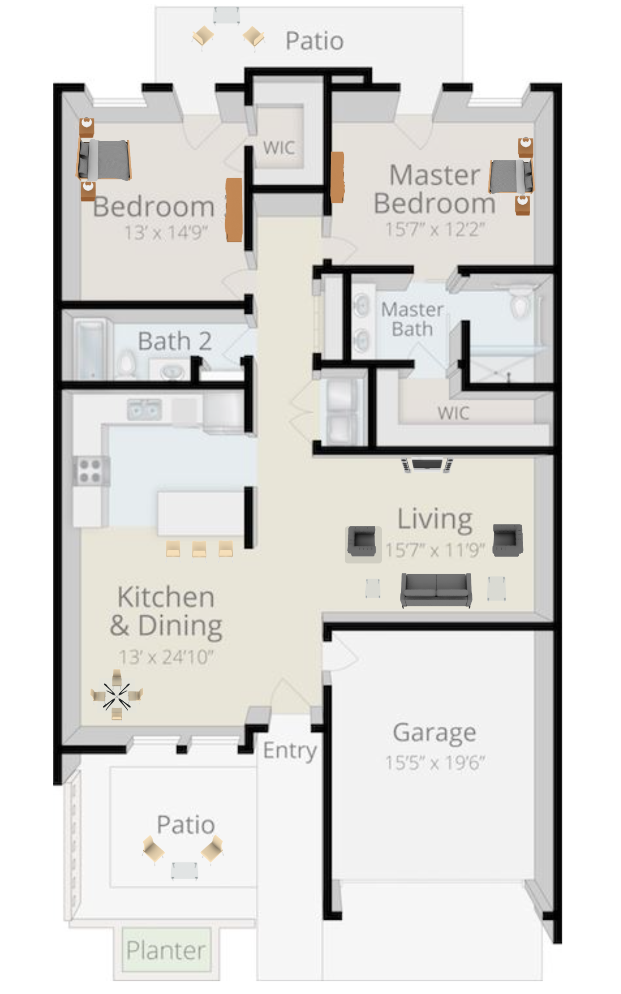 Patio Homes Two Bedroom Premium Floorplan